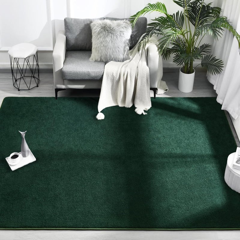 FlyDOIT Area Rugs for Bedroom Living Room, 7x10 Dark Green Super Soft Comfy Thickened Memory-Foam Indoor Carpets, Modern Aesthetic Minimalist Carpet for Boys Girls Adults Apartment Nursery Home Décor - Image 2
